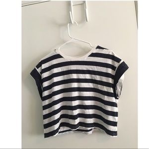 White & Navy striped crop top